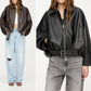 Dames Vintage Losse PU Leren Jas