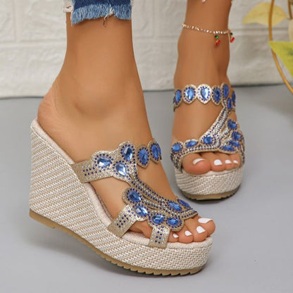 ✨Hot Sale 49% Off🌸Women's Luxury Rhinestone Non-slip Wedge Sandals