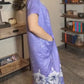V-neck Loose Fit Printed Dress with Pockets and Buttons