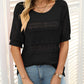 🎉This Week's Special Sale - 50% OFF✨Women's Round Neck Hollow Knit Crochet Short Sleeve Sweater