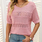 🎉This Week's Special Sale - 50% OFF✨Women's Round Neck Hollow Knit Crochet Short Sleeve Sweater
