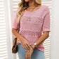 🎉This Week's Special Sale - 50% OFF✨Women's Round Neck Hollow Knit Crochet Short Sleeve Sweater