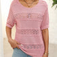 🎉This Week's Special Sale - 50% OFF✨Women's Round Neck Hollow Knit Crochet Short Sleeve Sweater