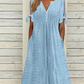 ⏰Last Day Sale 49% Off💃BUY 2 FREE SHIPPING✈️Women's Elegant V-Neck Hollow-Out Solid Dress