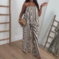 Strapless Printed Top & Wide-Leg Pants 2-Piece Set