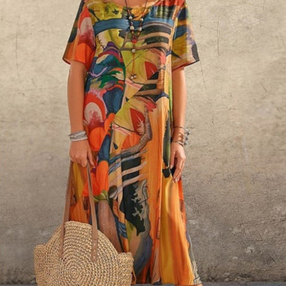 🎉Last Day Promotion 50% OFF💃Elegant Mulberry Silk Tropical Breeze Dress