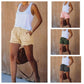 🍃High Waist Drawstring Distressed Denim Shorts