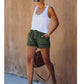 🍃High Waist Drawstring Distressed Denim Shorts
