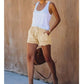 🍃High Waist Drawstring Distressed Denim Shorts