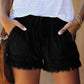 🍃High Waist Drawstring Distressed Denim Shorts
