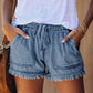 🍃High Waist Drawstring Distressed Denim Shorts