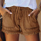 🍃High Waist Drawstring Distressed Denim Shorts