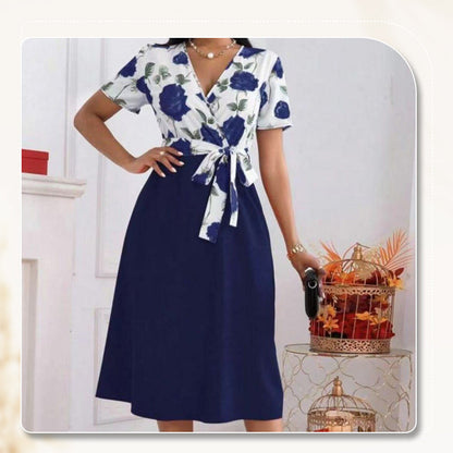 ⏳Time-limited Special⏰Women's Floral V-Neck Wrap Dress with Belted Waist👗
