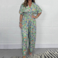 Women’s Elegant V-Neck Printed Wide-Leg Jumpsuits