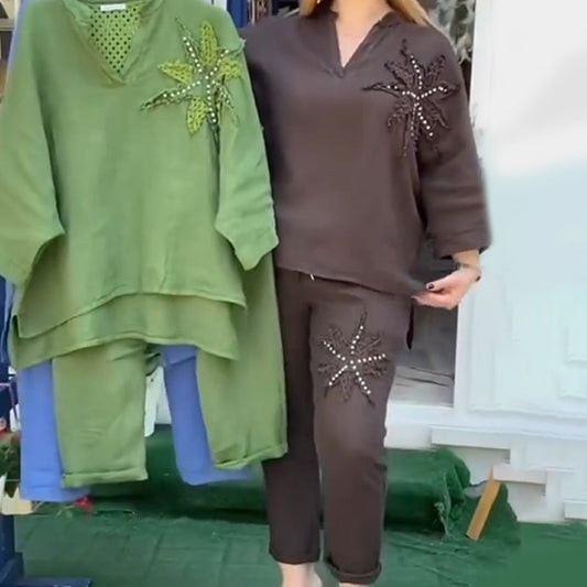 🌸Summer Hot Sale 50%OFF🌸Women's loose breathable cotton-linen two-piece set — top & pants