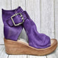 Peep-Toe Wedge Ankle Boots with Buckle