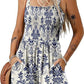 ⏰Hot Sale 49% Off💃Women's Summer Square Neck Sleeveless Loose Casual Short Smocked Romper