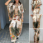 🌿Women's Loose Printed Top & Wide-Leg Pants 2-Piece Set🔥